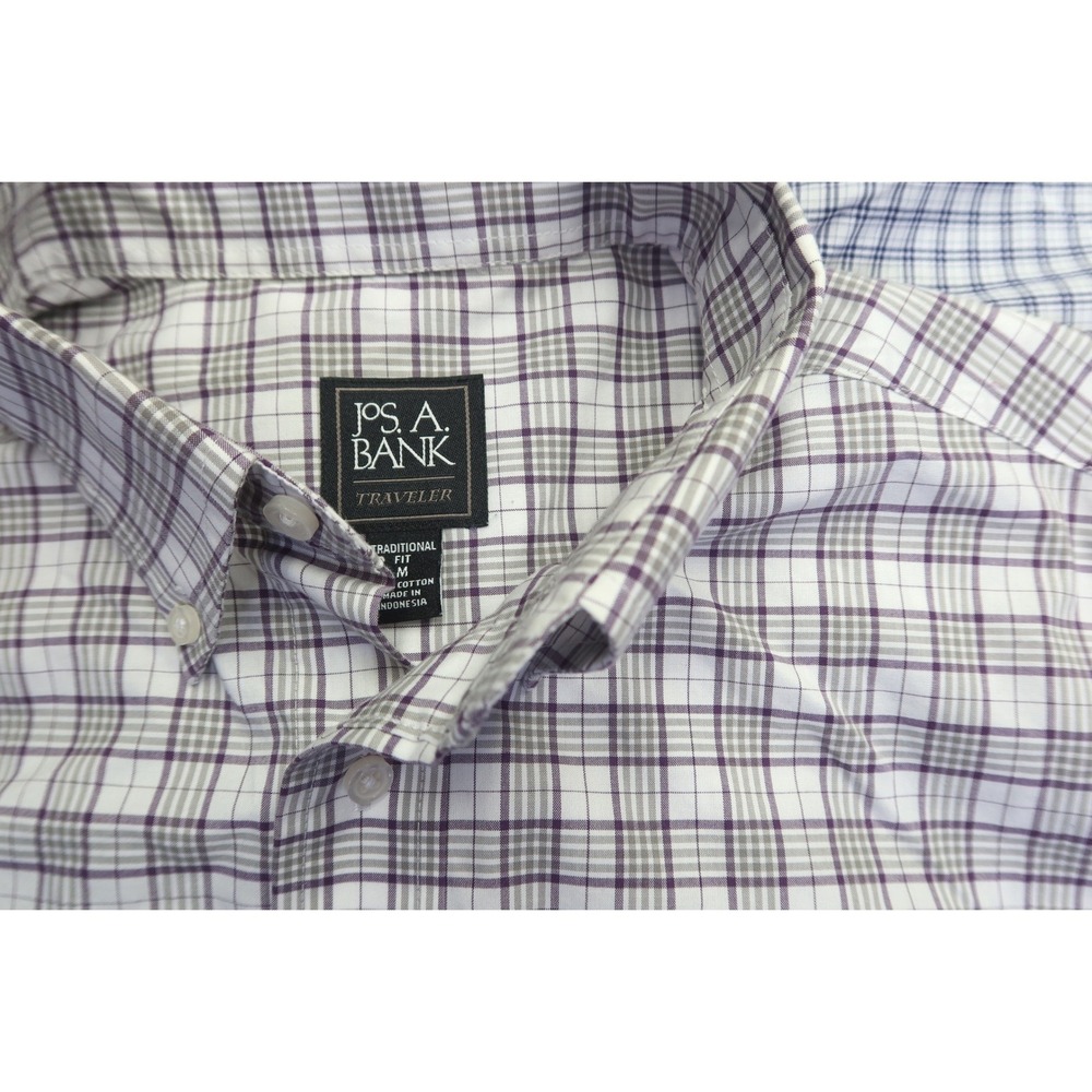 Lot of 2 Jos A Bank Traveler Traditional Fit Plaid Button Down Shirts Men's M - Picture 5 of 10